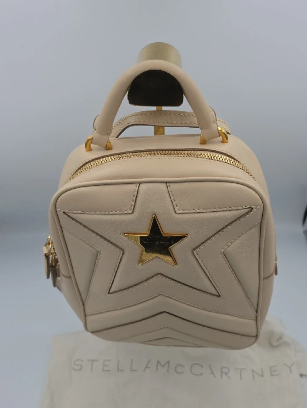 Stella McCartney Neutral Beige Star Quilted Mini Backpack W/ Gold (EUC)✨️🌟✨️